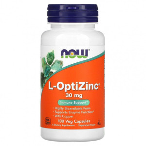 NOW, OptiZinc 30 мг, 100 капс (100 порций)