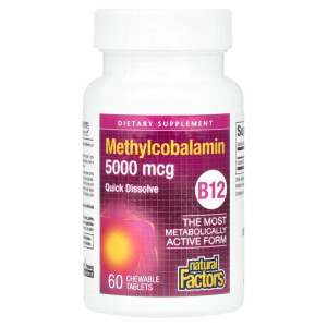 Natural Factor, B12 Methyl 5000 мкг, 60 табл