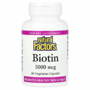 Natural Factors, Biotin 5000 мкг, 60 капс (60 порций)
