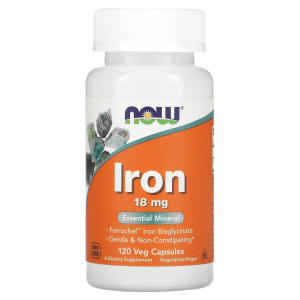 NOW, Iron 18 мг, 120 капс (120 порций)