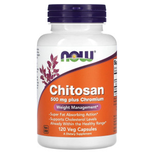 NOW, Chitosan Plus 500 мг, 120 капс (40 порций)