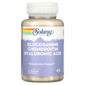 Solaray, Glucosamine & Chondroitin Hyaluronic Acid, 90 капс (30 порций)