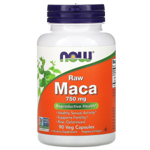 NOW, Raw Maca, 750 mg, 90 капс (90 порций)
