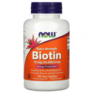 NOW, Biotin 10000 мкг, 120 капс (120 порций)